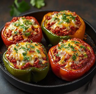 Chorizo Stuffed Bell Peppers with Cheese(lv translation)